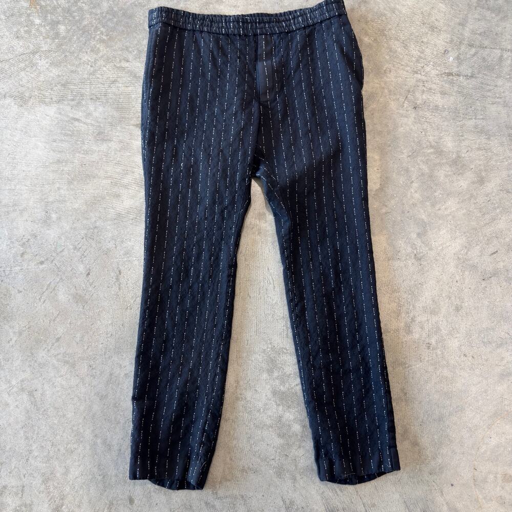 1017 ALYX 9SM Mens Black Pinstripe Jacquard Logo Track Trousers Size XL